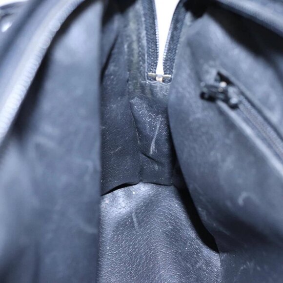 CELINE Hand Bag Leather 2way Black Gold Auth 85493 - Picture 11 of 16